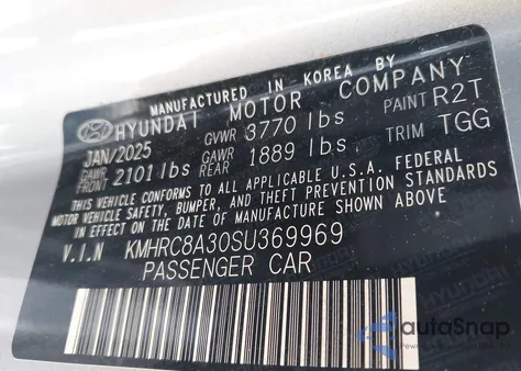 2025 Hyundai Venue Sel z USA, uszkodzony, nr VIN KMHRC8A30SU369969